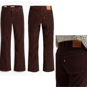 Levi's mole brown corduroy midi ankle bootcut pants Sz 27 NWT